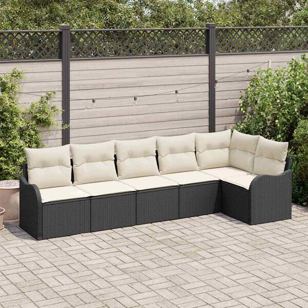 vidaXL Set Divano da Giardino Nero polyrattan