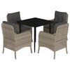 vidaXL Set Pranzo da Giardino 5pz con Cuscini Grigio Chiaro Polyrattan