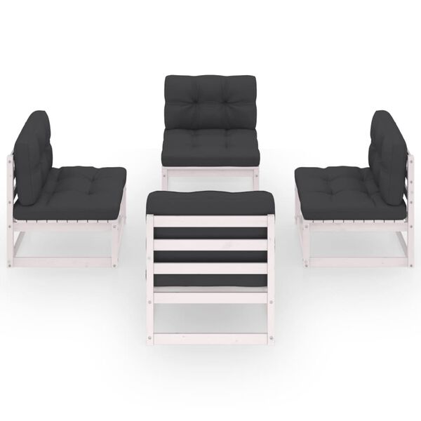 vidaXL Set Divani da Giardino 4 pz con Cuscini Legno Massello Pino