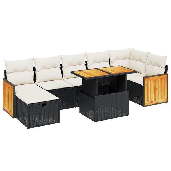 vidaXL Set Divani da Giardino con Cuscini 8 pz Nero in Polyrattan