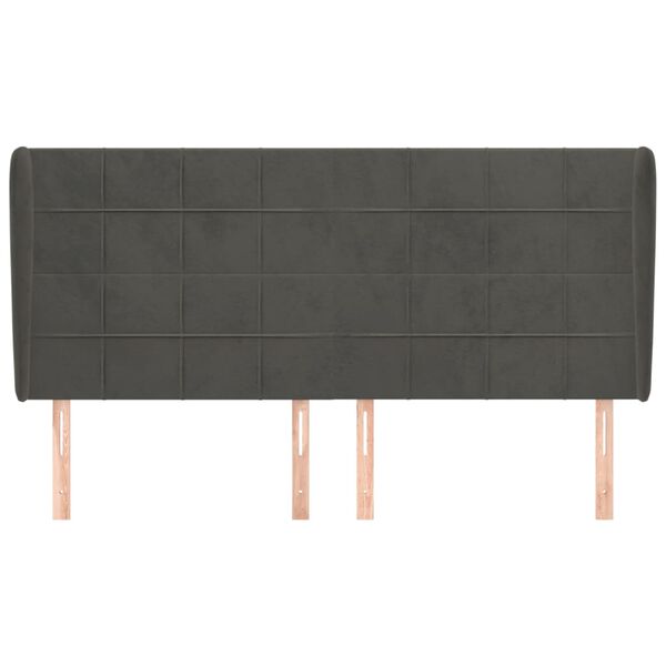 vidaXL Testiera ad Orecchio GrigioScuro 203x23x118/128cm in Velluto