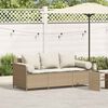 vidaXL Divano da Giardino con Cuscini a 3 Posti Beige in Polyrattan