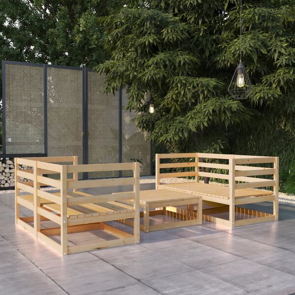 vidaXL Set Divani da Giardino 5 pz in Legno Massello di Pino