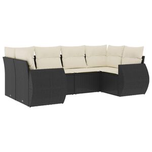 vidaXL Set Divano da Giardino 6 pz con Cuscini Nero in Polyrattan