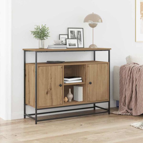vidaXL Credenza rovere artigianale 100 x 35 x 80 cm Legno multistrato