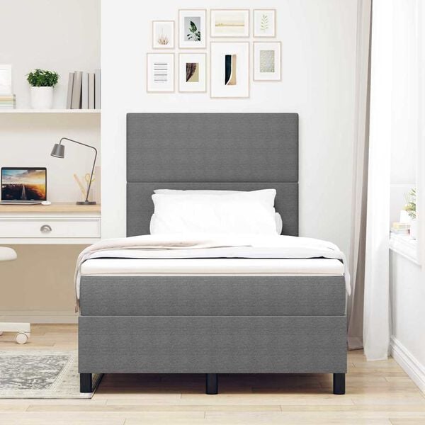 vidaXL Letto a molle con testiera Grigio chiaro e bianco 120 x 190 cm