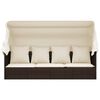 vidaXL Lettino Prendisole Esterno Tetto e Cuscini Marrone Polyrattan
