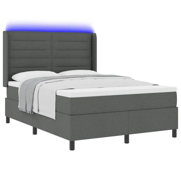 vidaXL Letto a Sorgente LED Grigio scuro 160 x 200 cm Tessuto