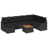 vidaXL Set Divano da Giardino con cuscino 9 pcs Nero Poly Rattan