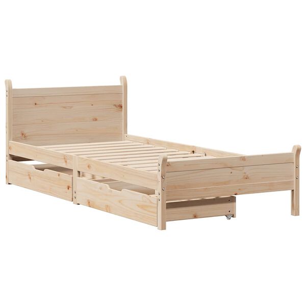 vidaXL Letto senza Materasso 75x190 cm in Legno Massello Pino