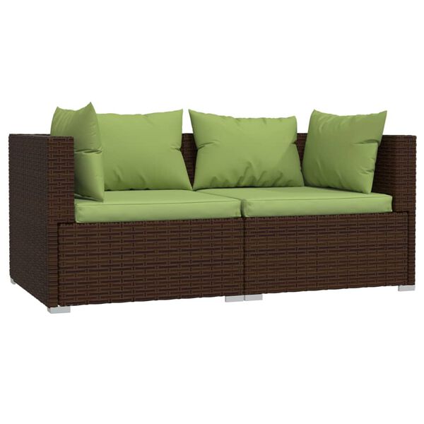 vidaXL Set Mobili da Giardino 3 pz con Cuscini in Polyrattan Marrone