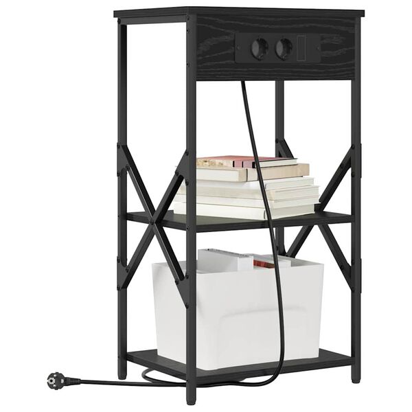 vidaXL Armadio da Notte Rovere Nero 41 x 31 x 76 cm Legno multistrato