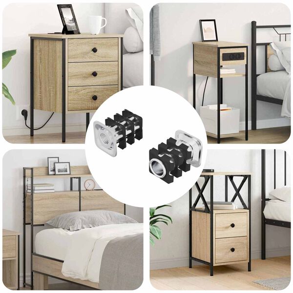 vidaXL Inserto per tubo filettato 2 pcs Nero e Argento Acciaio zincato