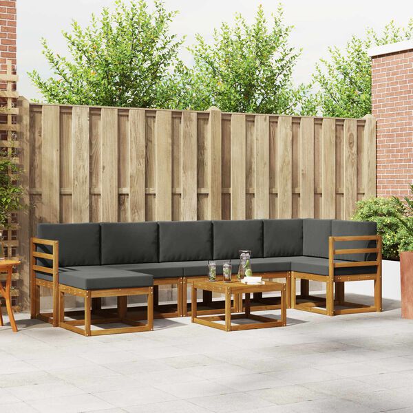 vidaXL Set di divani da esterno con cuscino 8 pcs Naturale e Antracite