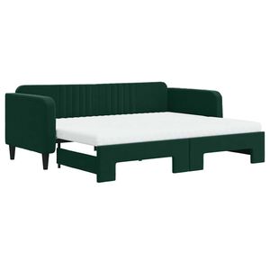 vidaXL Divano Letto Estraibile Materassi Verde Scuro 90x200 Velluto