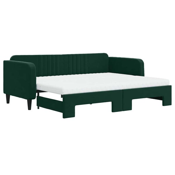 vidaXL Divano Letto Estraibile Materassi Verde Scuro 90x200 Velluto