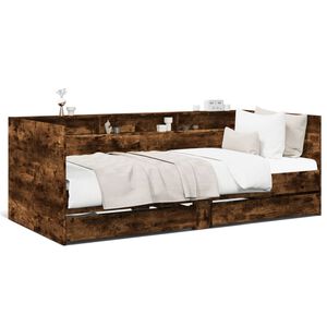 vidaXL Divano Letto con Cassetti senza Materasso Rovere Fumo 90x190 cm
