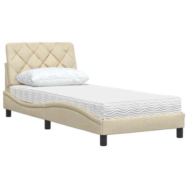 vidaXL Letto con Materasso Crema 80x200 cm in Tessuto