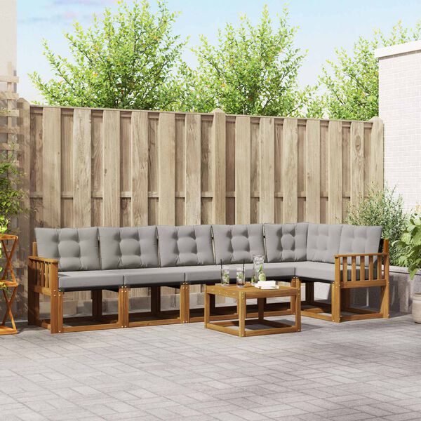 vidaXL Set di divani da esterno 7 pcs Grigio Naturale e Chiaro