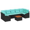 vidaXL Set Divano da Giardino con cuscino 8 pcs Nero polyrattan