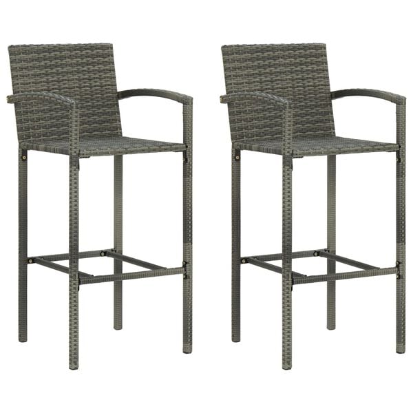 vidaXL Set Bar da Giardino 3 pz con Braccioli in Polyrattan Grigio