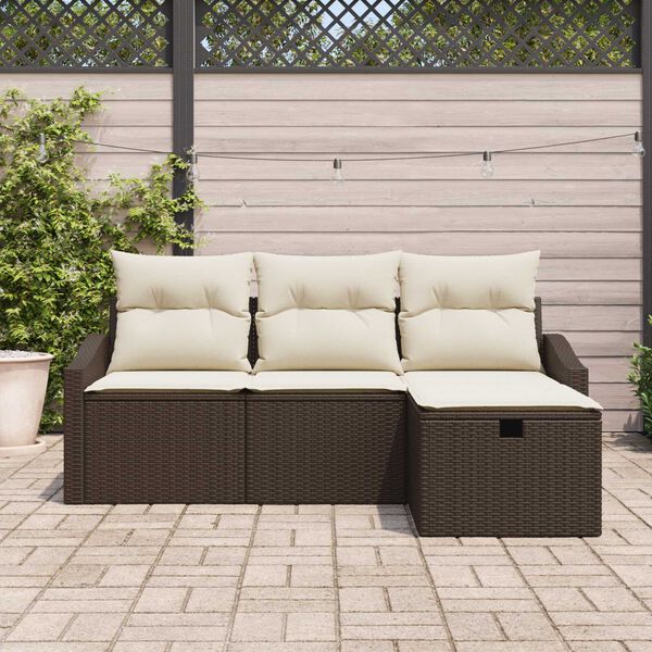 vidaXL Set di divani con cuscino 4 pcs polyrattan