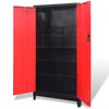 vidaXL Armadio Portautensili 2 Ante Acciaio 90x40x180 cm Nero e Rosso