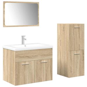 vidaXL Set Mobili da Bagno 4 pz Rovere Sonoma in Legno Multistrato