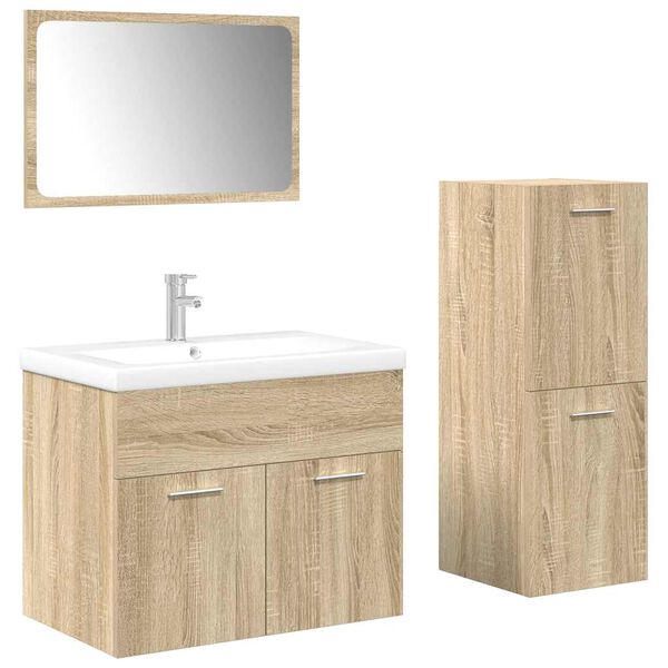 vidaXL Set Mobili da Bagno 4 pz Rovere Sonoma in Legno Multistrato