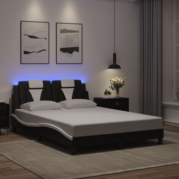 vidaXL Giroletto Viana con LED senza Materasso Nero e Bianco 140x190 cm