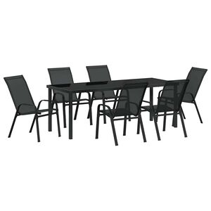 vidaXL Set da Pranzo per Giardino 7 pz Nero