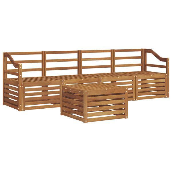 vidaXL Set divani 5 pcs Naturale Legno di Acacia Massello