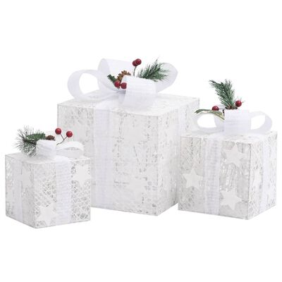 vidaXL Scatole Regalo Decorative Natale 3pz Bianche da Esterno Interni