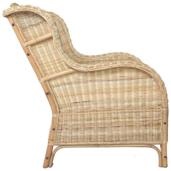 vidaXL Poltrona con Cuscino in Rattan Naturale e Lino
