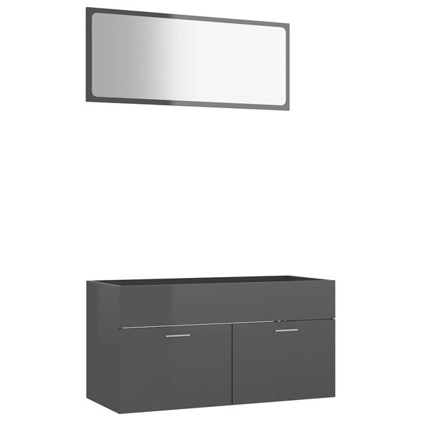 vidaXL Set Mobili da Bagno 2 pz Grigio Lucido in Legno Multistrato