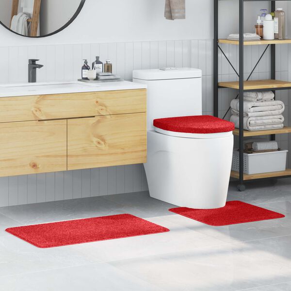 vidaXL Set di tappetini antiscivolo per il bagno 3 pcs Rosso PP