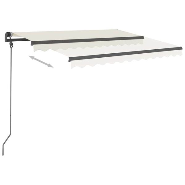 vidaXL Tenda da Sole Retrattile Automatica con Pali 3x2,5 m Crema
