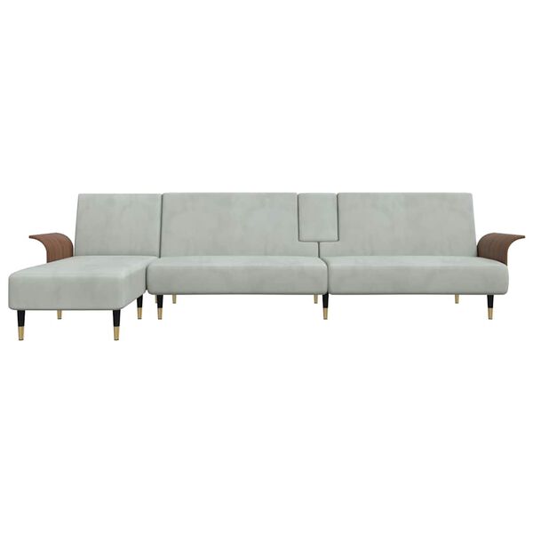 vidaXL Divano Letto a L Grigio Chiaro 279x140x70 cm in Velluto