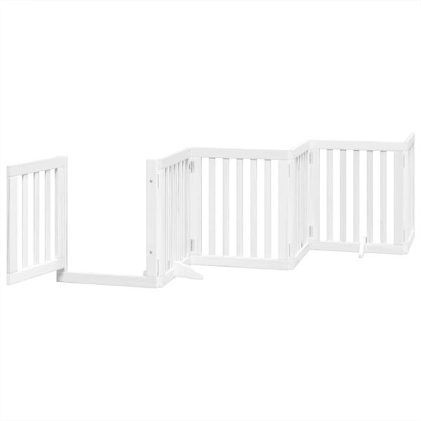 vidaXL Cancello Cani Porta Pieghevole Bianco 6 Pannelli 300 cm Pioppo