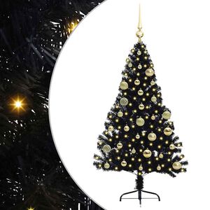 vidaXL Albero di Natale artificiale con luci integrate Nero 120 cm PVC