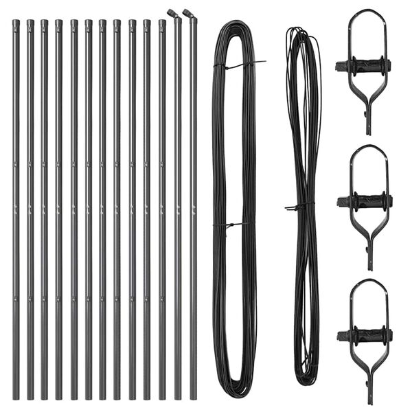 vidaXL Pali per Recinzione 13 pcs Grigio Ø32mm 200 cm Acciaio zincato