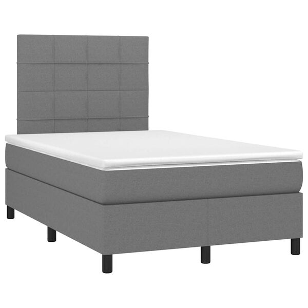 vidaXL Letto a Molle Materasso e LED Grigio Scuro 120x190cm in Tessuto