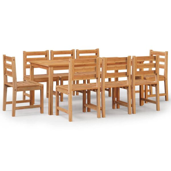 vidaXL Set da Pranzo per Giardino 9 pz in Legno Massello di Teak
