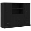 vidaXL Highboard Rovere Nero 132 x 35.5 x 103.5 cm Legno multistrato