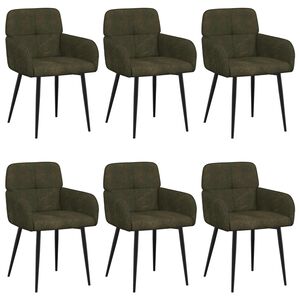 vidaXL Sedie da pranzo 6 pz Pelle Scamosciata Sintetica Verde militare