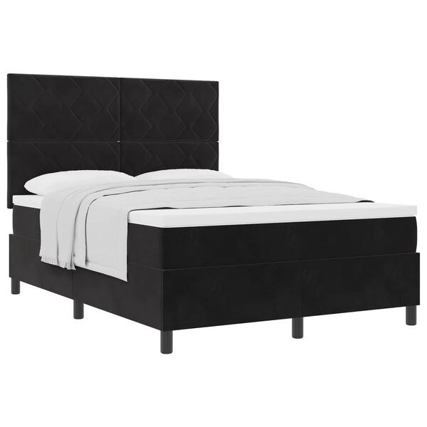 vidaXL Letto a molle con materasso Nero 140 x 190 cm Tessuto