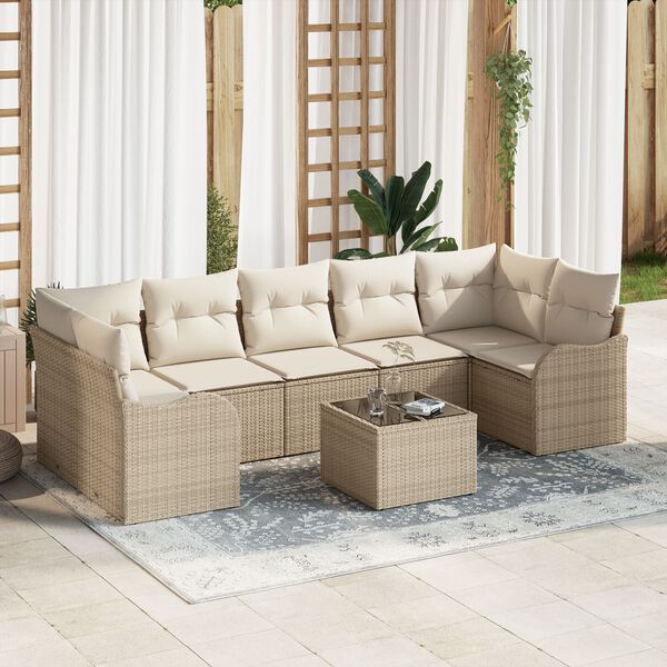 vidaXL Set Divano da Giardino Beige 55 x 55 x 37 cm polyrattan