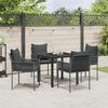 vidaXL Set da Pranzo per Giardino 5 pcs Nero e Grigio Rattan in PE