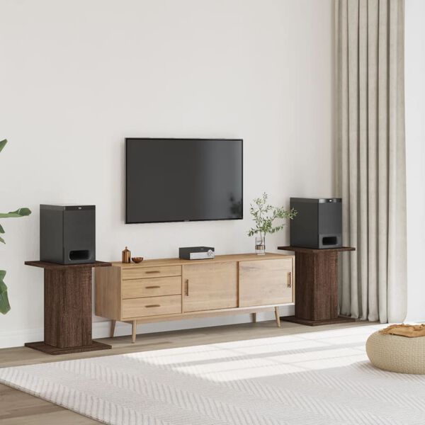 vidaXL Supporti Altoparlanti 2 pz Marrone 30x30x60cm Legno Multistrato