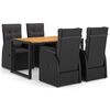 vidaXL Set Mobili da Pranzo per Giardino 5 pz Nero